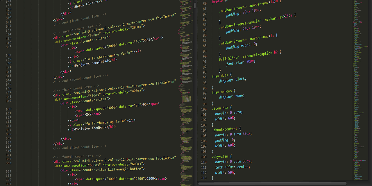 Website code displayed on a monitor